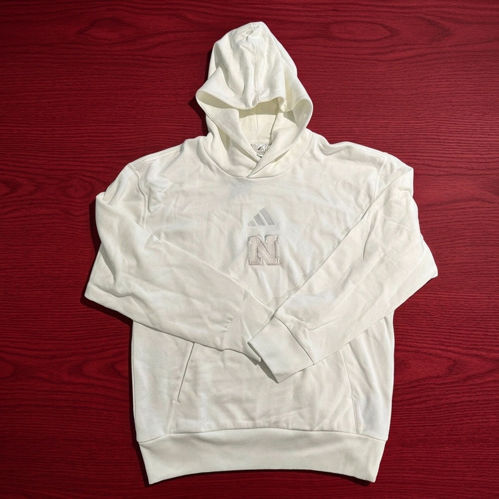 NWT Adidas Nebraska Cornhuskers ALL SZN Hoodie White Mens Medium Block N